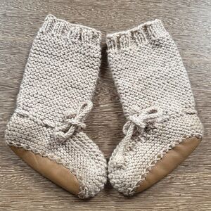 Misha And Puff beige Knit Baby Shoes 6-12 months wool and leather Peru